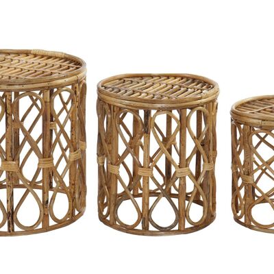 SIDE TABLE SET 3 WICKER 38X38X43,4 NATURAL MB192628