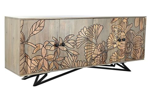 BUFFET MANGO METAL 177X45X74 FLORES GRIS MB192681