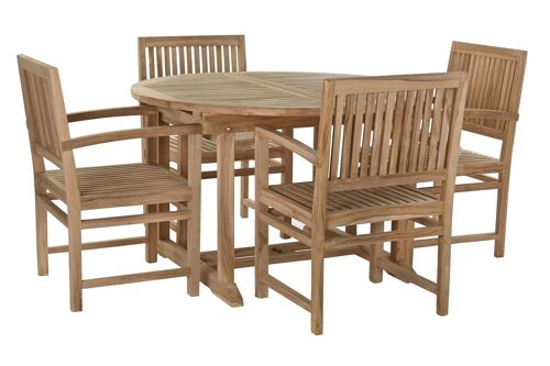 MESA COMEDOR SET 5 TECA 120X120X75 EXTENSIBLE A 17 MB193179