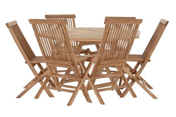 TABLE A MANGER SET 7 TECK 120X120X75 6 CHAISES PLIANTES MB193183 1