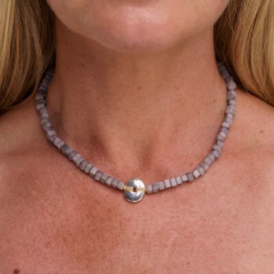 Leticia Mini Square Tagua Necklace - Grey