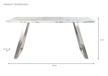 TABLE DE REPAS MDF ACIER 160X90X76 BLANC MB193562 6