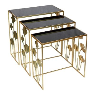 TABLE D'APPOINT SET 3 METAL 65X35X64,5 FEUILLE MB194490