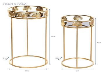 TABLE D'APPOINT SET 2 METAL VERRE 40X40X56 FEUILLE MB194493 4