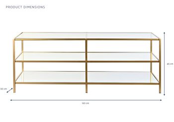 TABLE BASSE MÉTAL MIROIR 120X50X45 DORÉ MAT MB194503 4