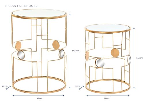 MESITA AUXILIAR SET 2 METAL ESPEJO 40X40X54,5 MATE MB194511