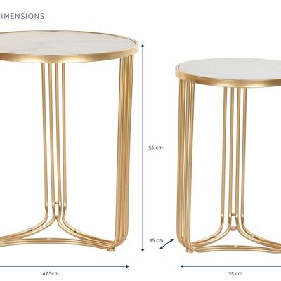 SIDE TABLE SET 2 METAL MARBLE 47.5X47.5X56 MB194522