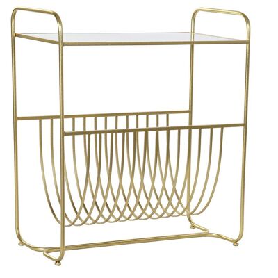 METAL MIRROR MAGAZINE RACK 76X35X83 GOLDEN MB194912