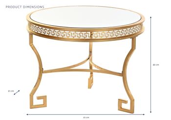 TABLE D'APPOINT MÉTAL MIROIR 61X61X46 DORÉ MB195021 4