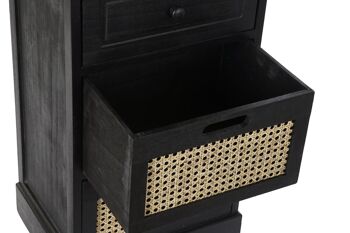 COMMODE PAULOWNIA 40X30X70,5 3 TIROIRS NOIR MB195097 4