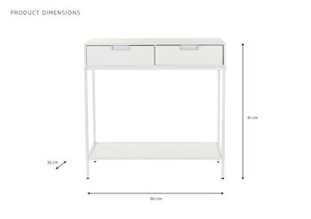 CONSOLE MÉTAL MDF 80X35X81 BLANC MB195333 5