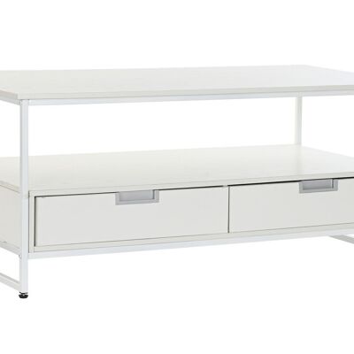 TAVOLINO BASSO METALLO MDF 110X55X46 BIANCO MB195335