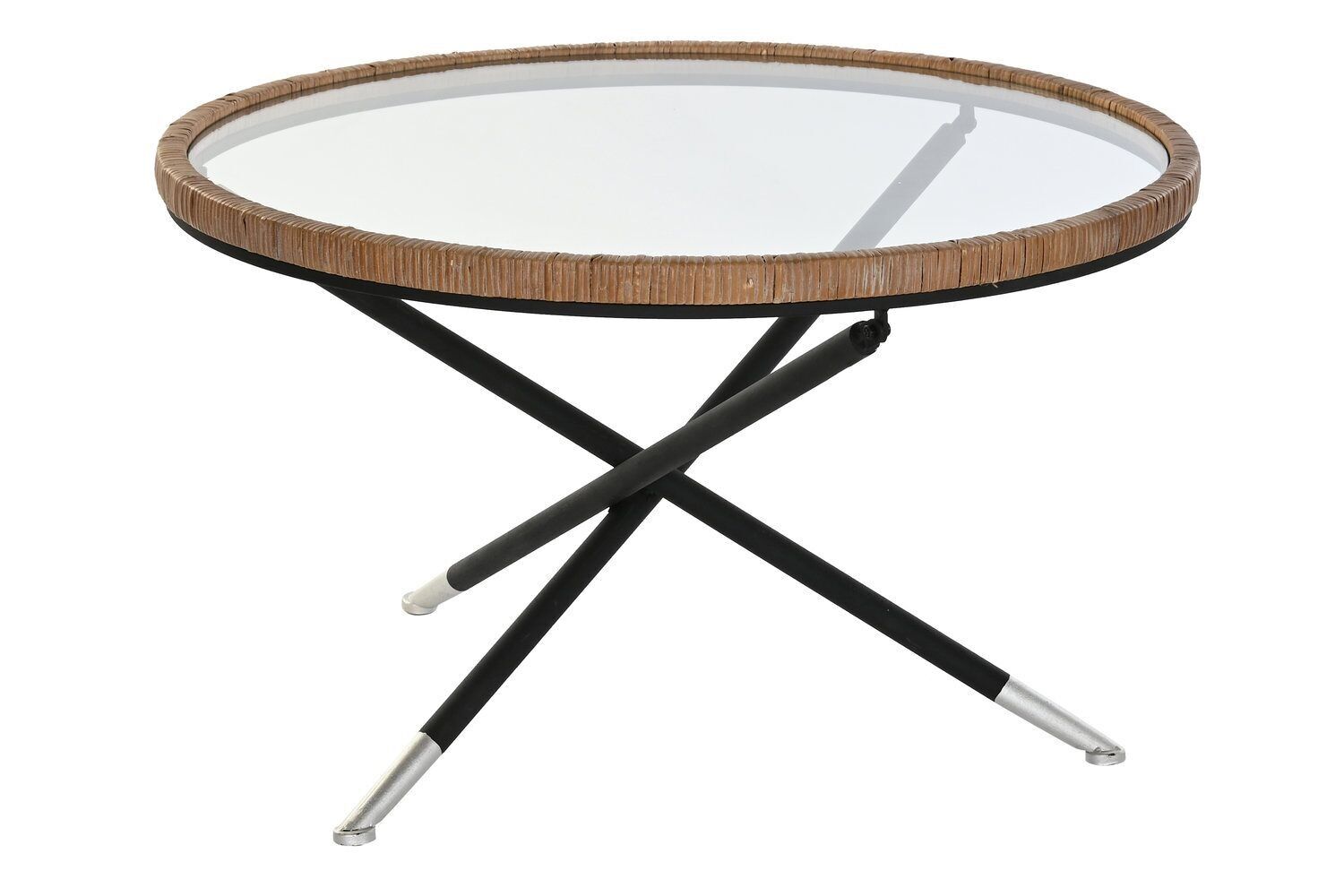 TAVOLINO METALLO VETRO 80X80X48 NERO MB195340