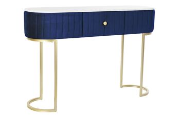 CONSOLE MARBRE VELOURS 120X35X80 VELOURS BLEU MB195356 1