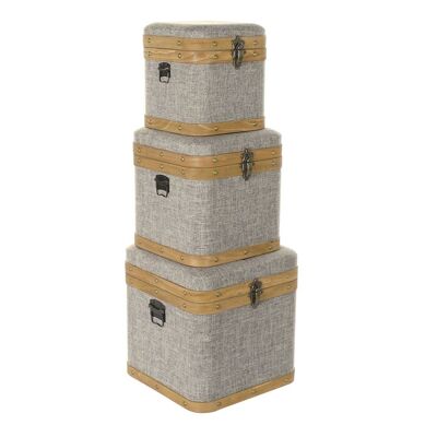 COFANETTO SET 3 LEGNO POLIESTERE 40,5X40,5X41,5 BEIGE MB195387