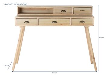 BUREAU EN BOIS MDF 120X50X98,5 NATUREL MB195619 5