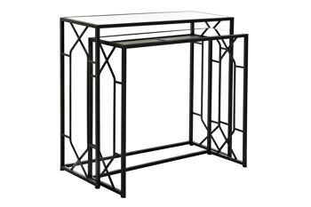 CONSOLE SET 2 METAL VERRE 82X32X76 NOIR MB196070 5