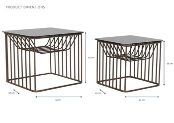 TABLE D'APPOINT SET 2 METAL VERRE 52X52X44 MB196138 6