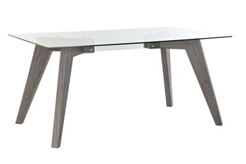 TABLE À MANGER EN VERRE MDF 160X90X75 GRIS TREMPÉ MB196167 1