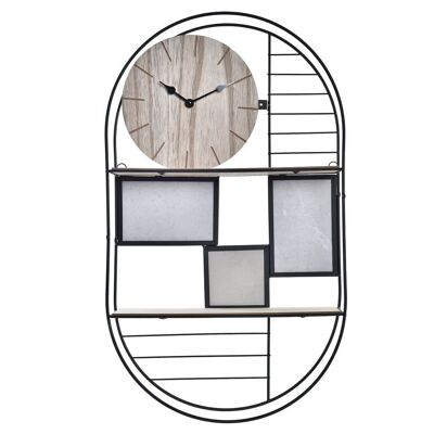 ESTANTERIA PARED METAL MADERA 33X10X60 RELOJ FOTOS MB196445