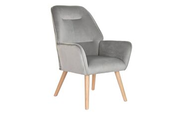 FAUTEUIL BOIS POLYESTER 65X67X93 GRIS CLAIR MB196615 1