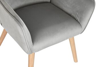 FAUTEUIL BOIS POLYESTER 65X67X93 GRIS CLAIR MB196615 2