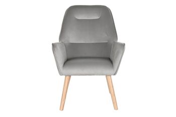 FAUTEUIL BOIS POLYESTER 65X67X93 GRIS CLAIR MB196615 6