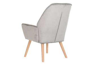 FAUTEUIL BOIS POLYESTER 65X67X93 GRIS CLAIR MB196615 7