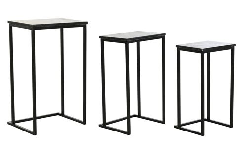 MESITA AUXILIAR SET 3 METAL MARMOL 40X26X65 NEGRO MB196751