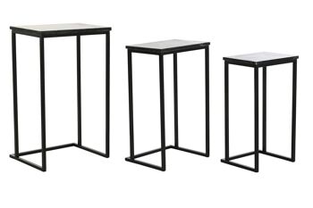 TABLE D'APPOINT SET 3 METAL MARBRE 40X26X65 NOIR MB196751 1