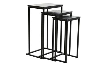 TABLE D'APPOINT SET 3 METAL MARBRE 40X26X65 NOIR MB196751 3