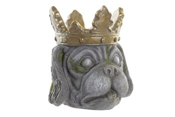 JARDINIÈRE MAGNESIA 28.5X28.5X30.9 DOG CROWN GRIS MC195405 1