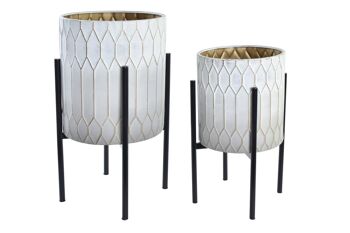 JARDINIÈRE SET 2 METAL 31X31X58 BICOLORE MC195931 1