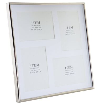 CORNICE MULTIFOTO METALLO VETRO 29X2X29 4 FOTO MF182960