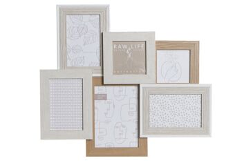 CADRE MULTI-PHOTO MDF VERRE 47X3X42 6 PHOTOS BEIGE MF188069 1