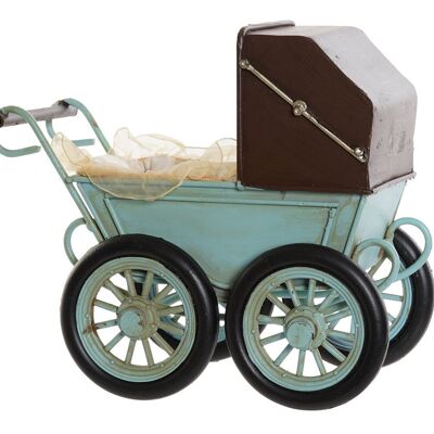 EISENDEKORATION 19X11X16,5 BLAUER KINDERWAGEN MO186345