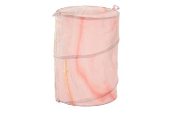 PANIER A LINGE METAL POLYESTER 38X38X50 110GSM ROSE PB191021 1