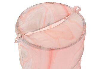 PANIER A LINGE METAL POLYESTER 38X38X50 110GSM ROSE PB191021 2