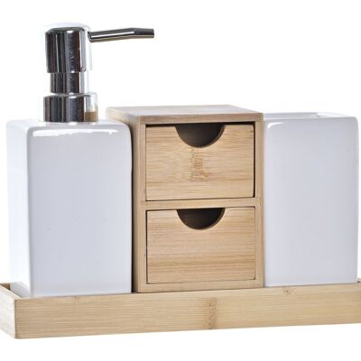 SALLE DE BAIN SET 4 BAMBOU DOLOMITE 20.5X6.8X17 NATUREL PB197315