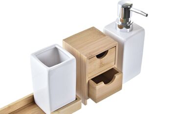 SALLE DE BAIN SET 4 BAMBOU DOLOMITE 20.5X6.8X17 NATUREL PB197315 3