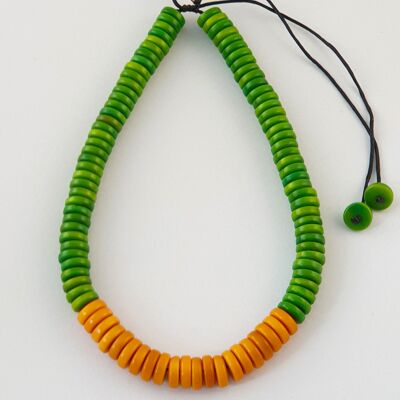 Rio Button Tagua Nut Adjustable Necklace - Green