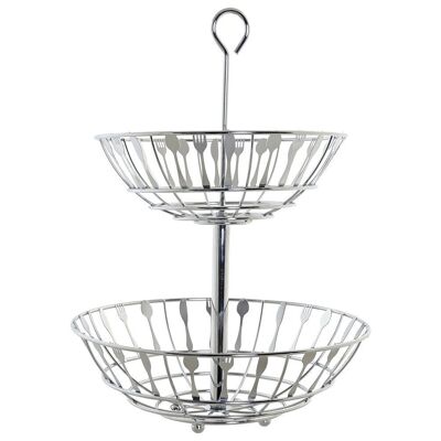 CHROME METAL FRUIT BOWL 28X28X40 SILVER CUTLERY PC185166