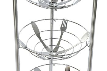 COUPE A FRUITS METAL CHROME 28X28X95 ROUES ARGENT PC185171 2