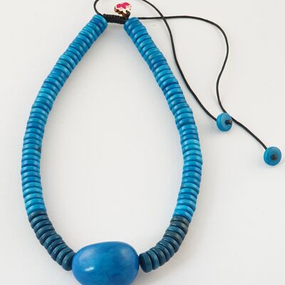 Rio Tagua Seed Adjustable Necklace - Blue
