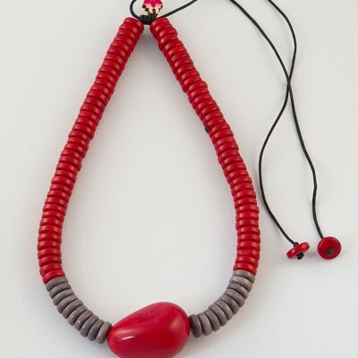 Rio Tagua Seed Adjustable Necklace - Red