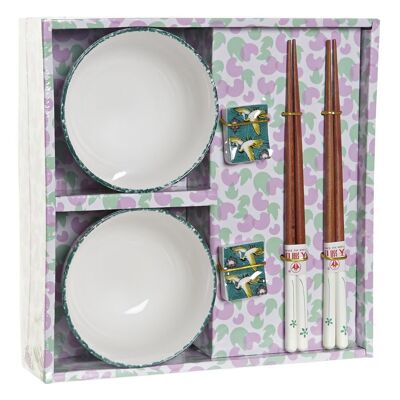 SUSHI SET 6 PORCELLANA LEGNO 25X25X6,5 VERDE PC186131