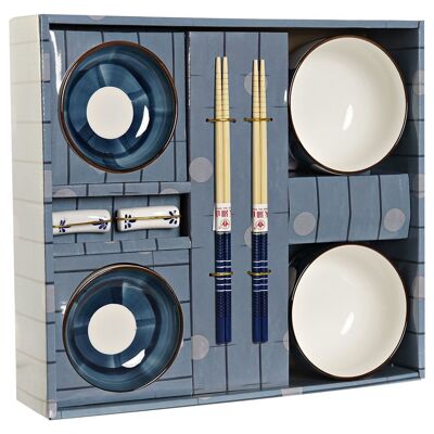 SUSHI SET 8 BAMBOO PORCELLANA 34X29,5X7,3 BLU PC186133