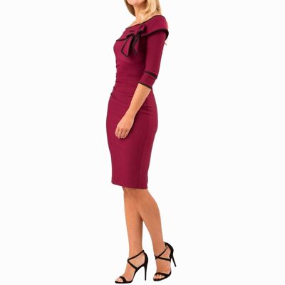 PAIGE 3/4 SL DRESS BURGUNDY AND IVORY