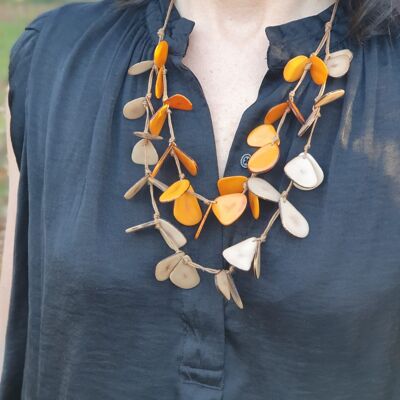 Secca Tagua Nut Necklace - Toffee and Orange