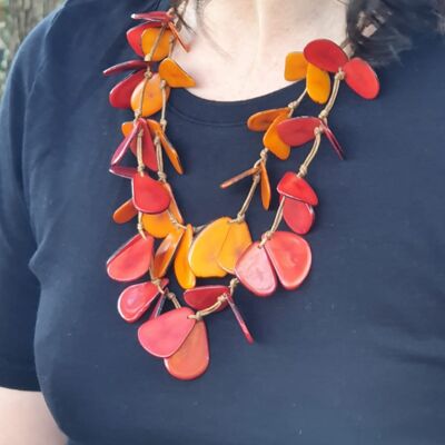 Secca Tagua Nut Necklace - Red and Orange